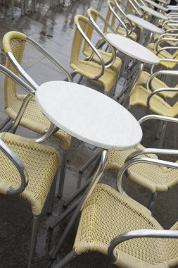 Cafe masa ve sandalyeler San Marcos - St Marks Meydanı, Venedik