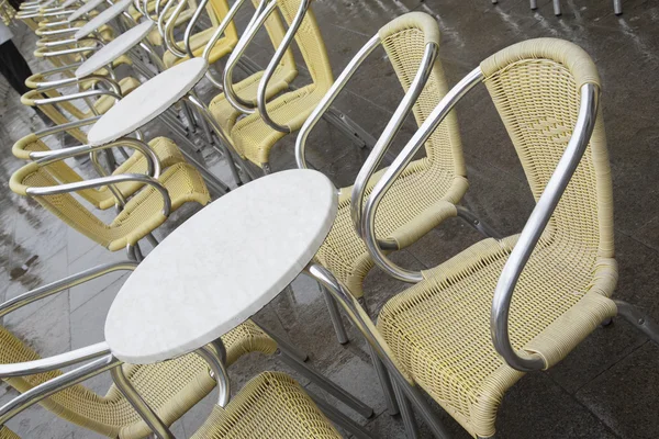 Café tische und stühle in san marcos - st marks square, venedig — Stockfoto