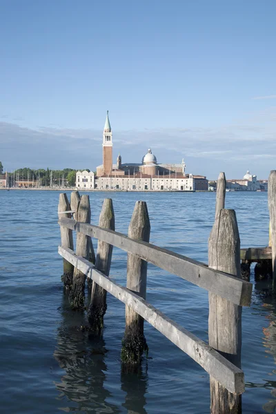 San Giorgio Maggiore Church and Pier, Venice — Stock Photo, Image