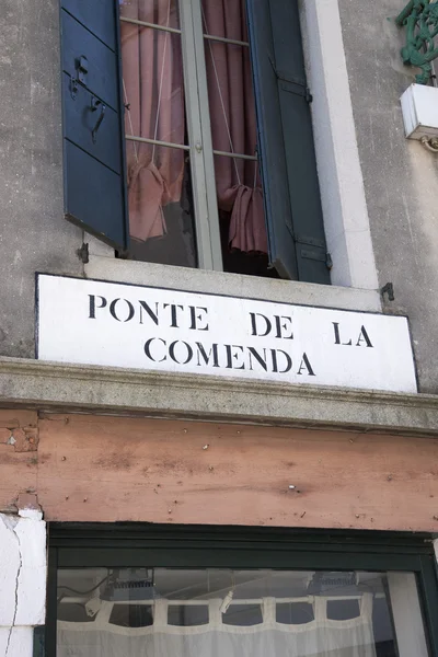 Comenda Bridge Sign, Venice — Stock Photo, Image