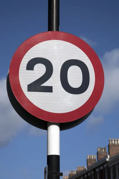 Tempo-20-Schild — Stockfoto