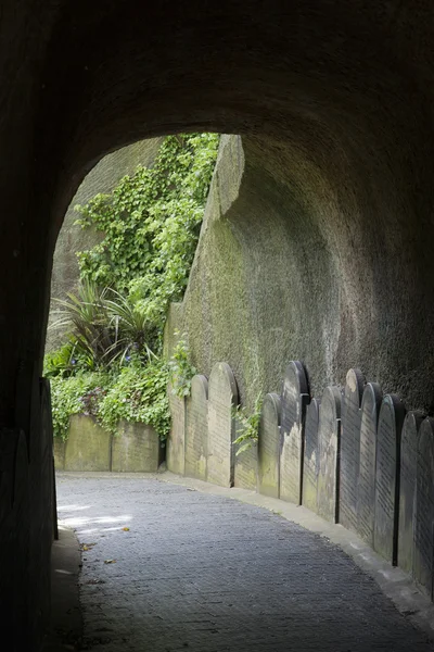 Grabsteine in Anlagen und Gärten der anglikanischen Kathedrale von Liverpool — Stockfoto