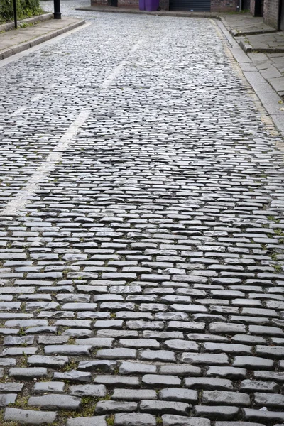 Cobbled Stone Street, Liverpool, — Stock Photo, Image