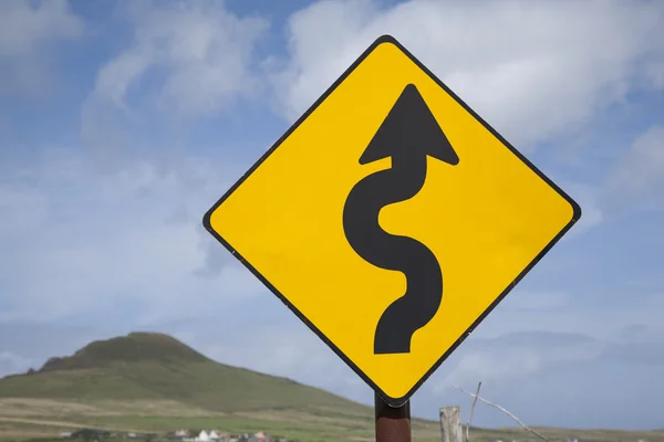 Curve Road Traffic Warning Sign — Stock Photo, Image