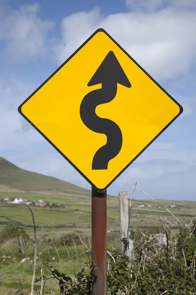 Curve Road Traffic Warning Sign — Stock Photo, Image