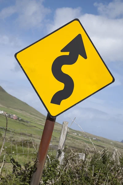 Curve Road Traffic Warning Sign — Stock Photo, Image