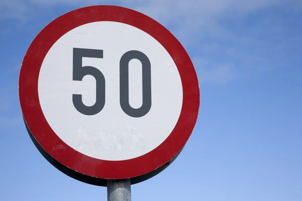 Fifty Traffic Speed Limit Sign — Stock Photo, Image