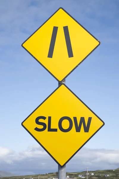 Yellow Slow Sign — Stock Photo, Image