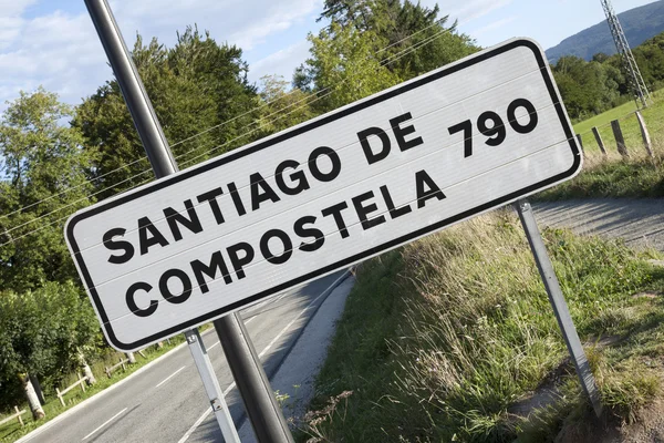 Señal de Santiago de Compostela de Roncesvalles —  Fotos de Stock