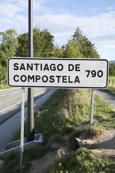 Santiago de Compostela znamení od Roncesvalles — Stock fotografie