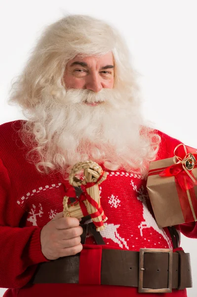 Papai Noel com decoração de veados de Natal — Fotografia de Stock