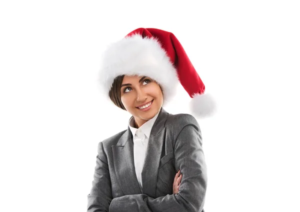 Navidad Santa sombrero mujer — Foto de Stock