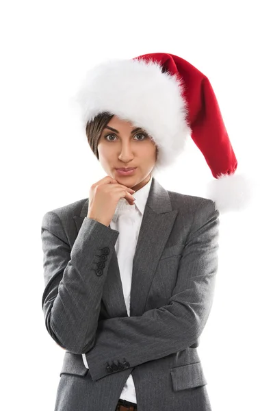 Pensive Christmas woman portrait — Stock Photo, Image
