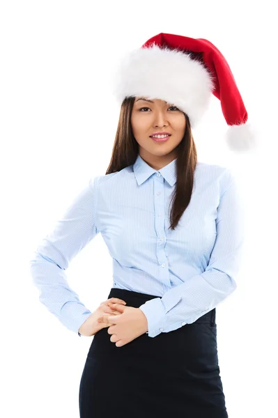 Kerstmis vrouw poseren — Stockfoto