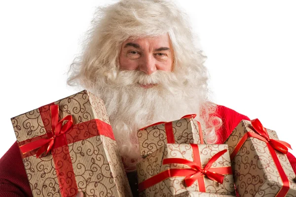 Santa Claus with gift boxes — Stock Photo, Image