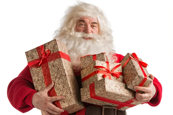 Santa claus s dárkové krabičky — Stock fotografie