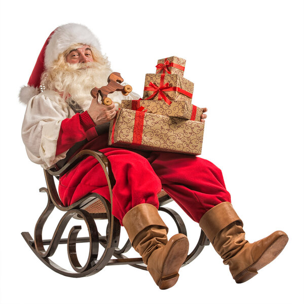 Santa Claus sitting in rocking chair