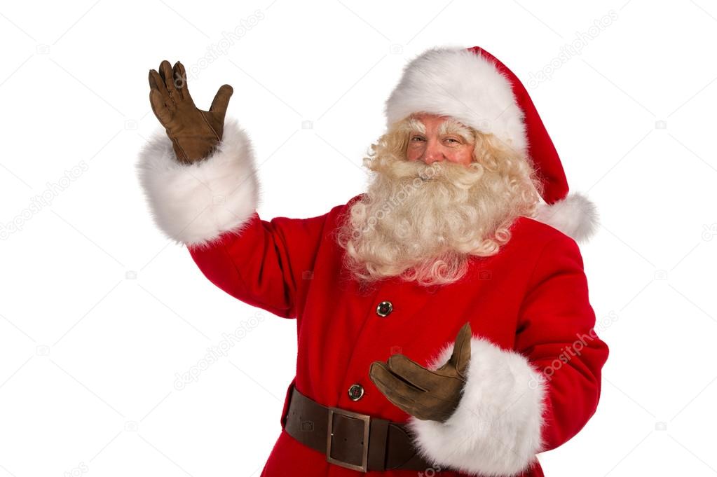 Santa Claus with a welcome gesture