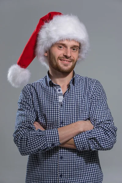 Glimlachend bebaarde man christmas — Stockfoto