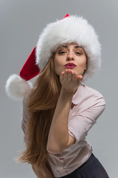 Lachende Kerstmis vrouw portret — Stockfoto