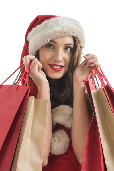 Santa donna shopping — Foto Stock