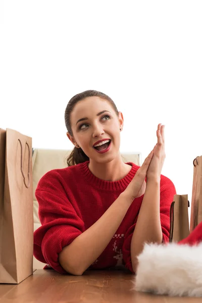 Kerstmis winkelen vrouw — Stockfoto