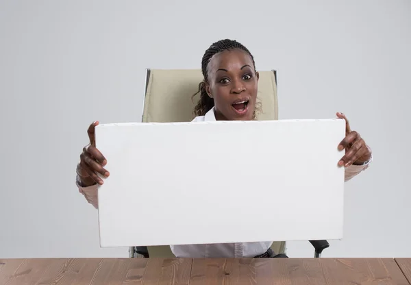 African business woman with card — Stock Photo, Image