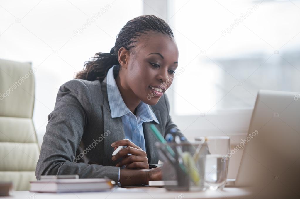 African business woman working