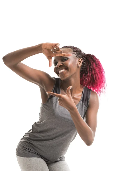 Girl  gesturing frame — Stock Photo, Image