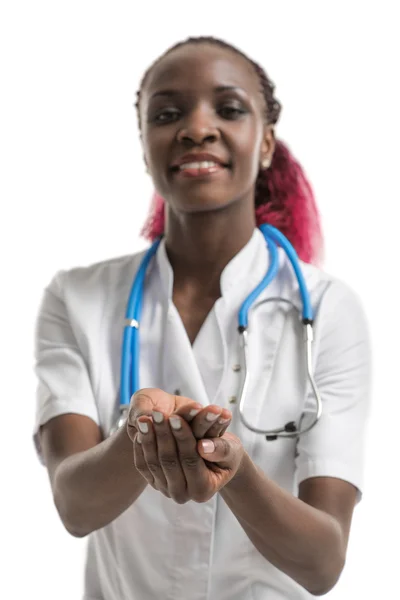 Doctor holding and sharing something — Stock Photo, Image