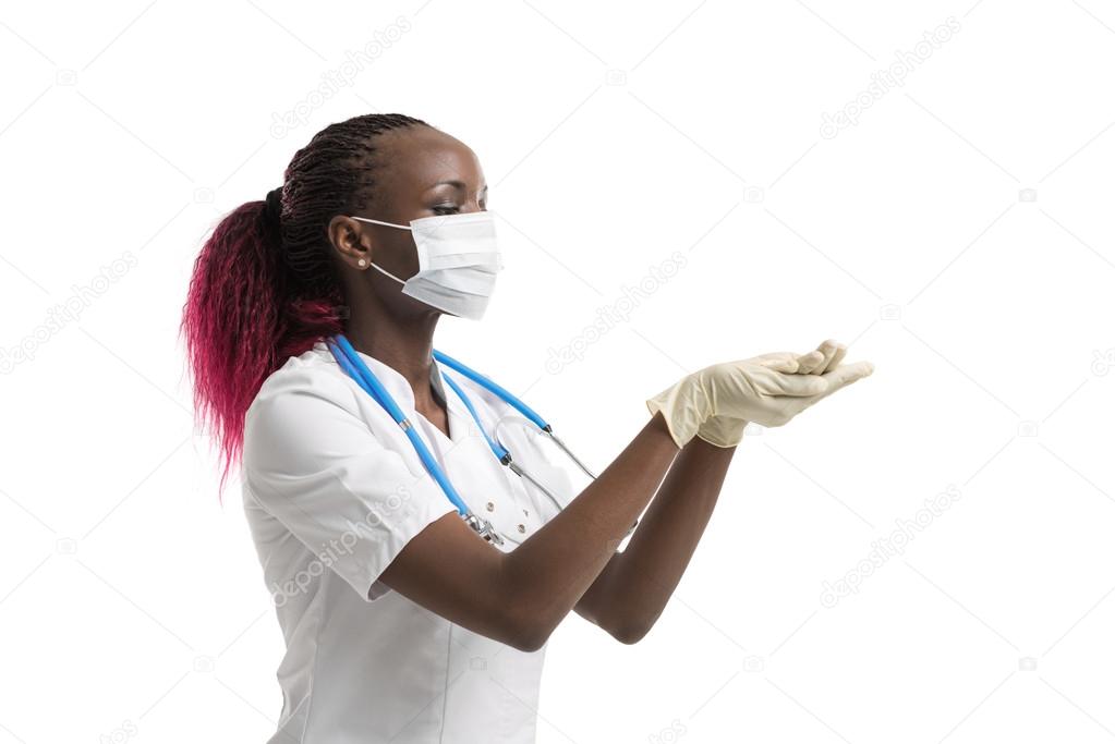 Doctor holding and sharing something