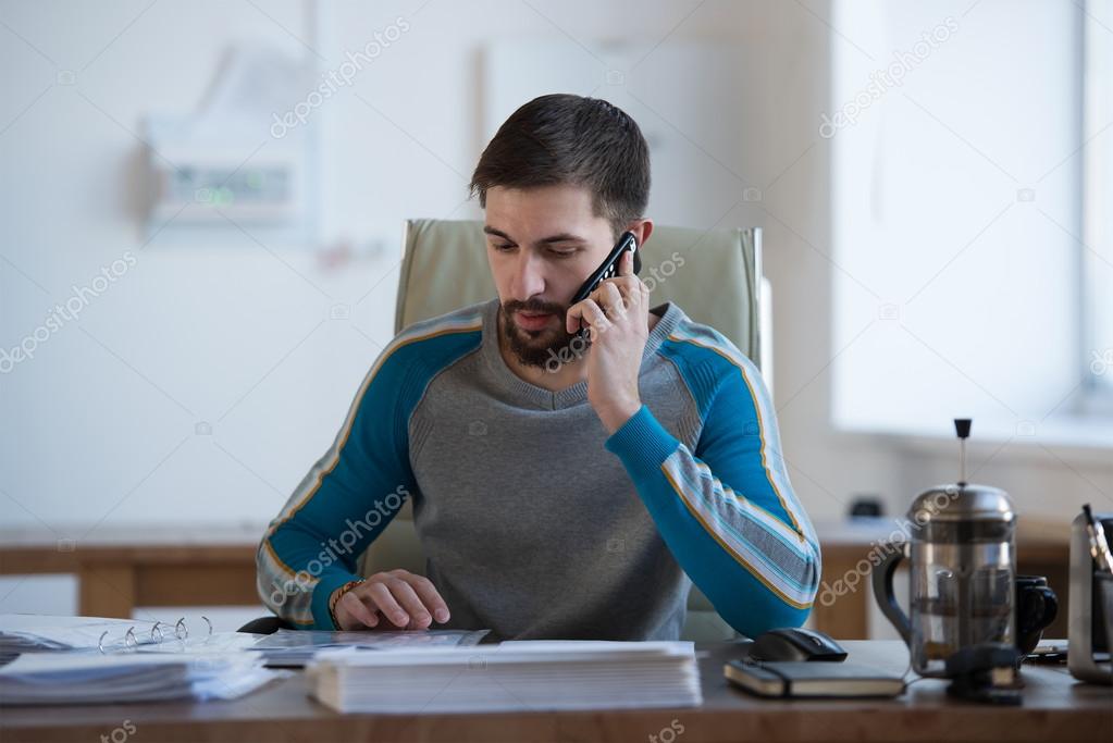 Businessman working in office