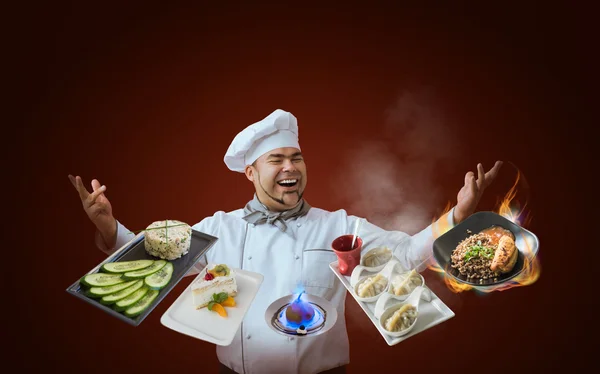 Chef presenting new menu — Stock Photo, Image