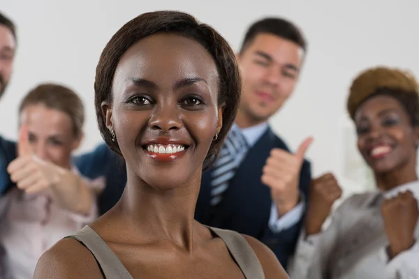 Business leader con team — Foto Stock