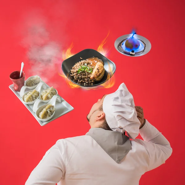 Chef thinking about new menu — Stock Photo, Image