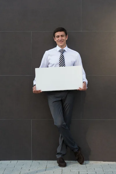 Zakenman weergegeven: leeg bord — Stockfoto