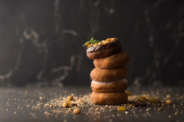 Stack of Donuts with crumbs — Stock Photo, Image