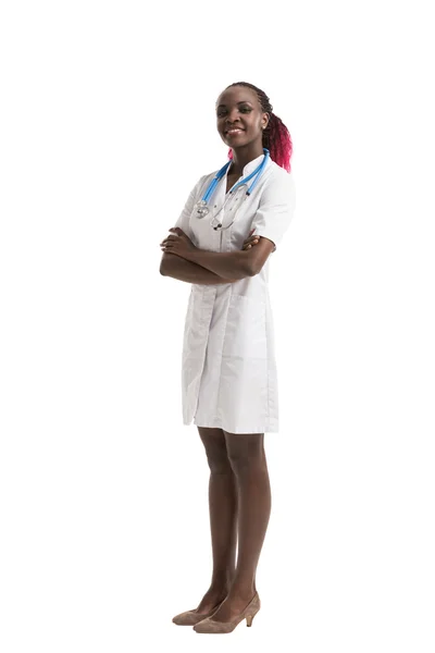 微笑的非洲医生女士 — 图库照片