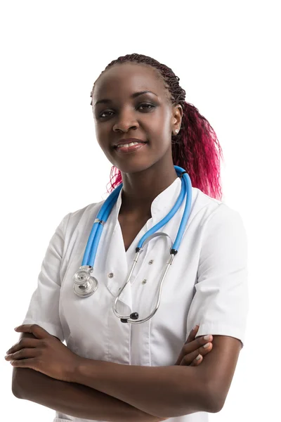 Lachende vrouw van Afrikaanse arts — Stockfoto
