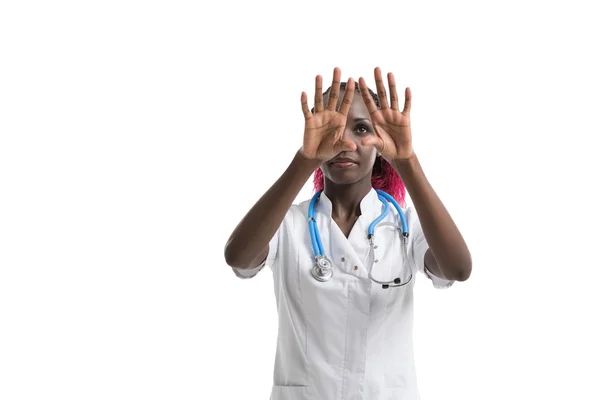 Doctor working with virtual screen — Stock Photo, Image