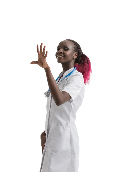 Doctor working with virtual screen — Stock Photo, Image