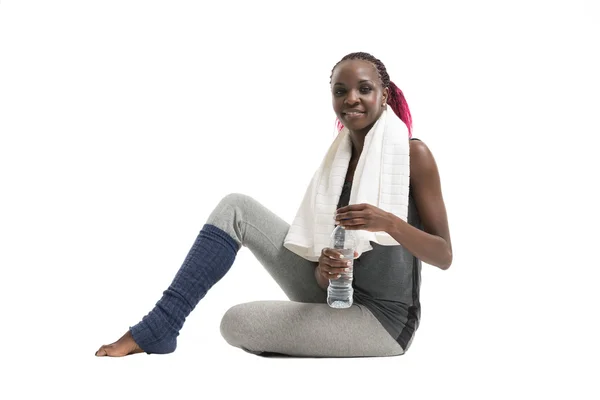 Girl with bottle of water — Stock Photo, Image