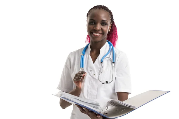 Doctor standing with folder — Stock Photo, Image