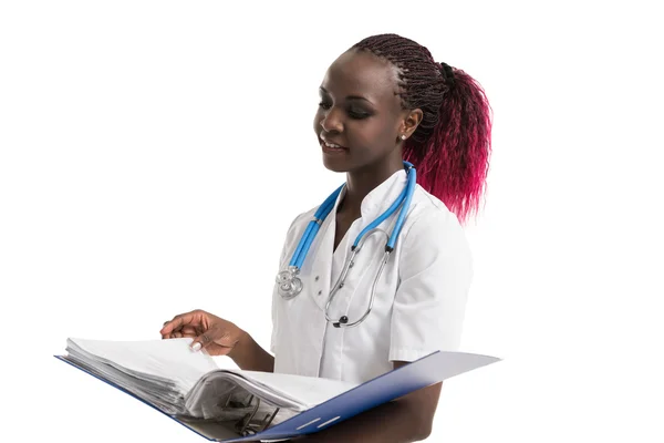 Doctor standing with folder — Stock Photo, Image