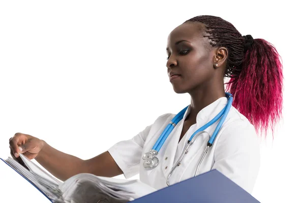 Doctor holding medical records — Stock Photo, Image