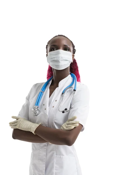 マスクでアフリカの女性医師 — ストック写真