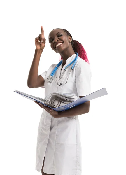 Doctor holding medical records — Stock Photo, Image