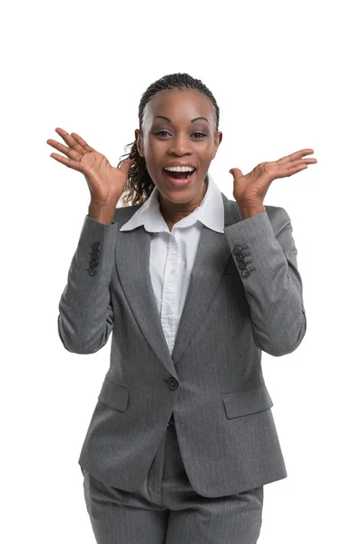 Mujer de negocios africana sorprendida —  Fotos de Stock