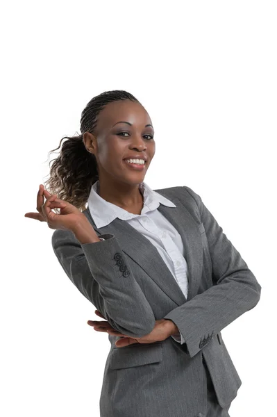 Business woman presenting something — Stock Photo, Image