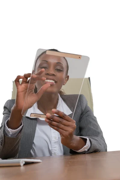 Affärskvinna som arbetar med tablet PC — Stockfoto